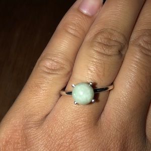Sterling silver green jade ring